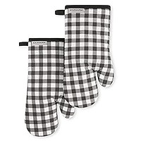 KitchenAid Gingham Oven Mitt 2-Pack Set, Matte Grey, 7"x13" | Amazon (US)