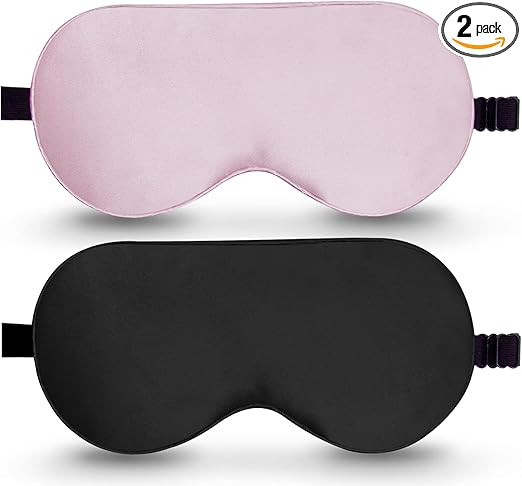 BeeVines Sleep Mask, 2 Pack 100% Real Natural Pure Silk Eye Mask with Adjustable Strap for Sleepi... | Amazon (US)