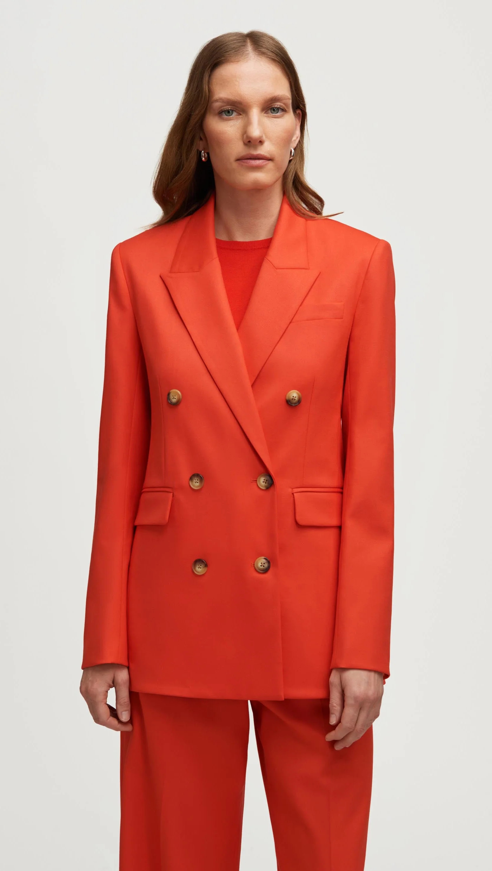 Double-Breasted Blazer in Seasonless Wool | Orange 14 / Orange | Argent