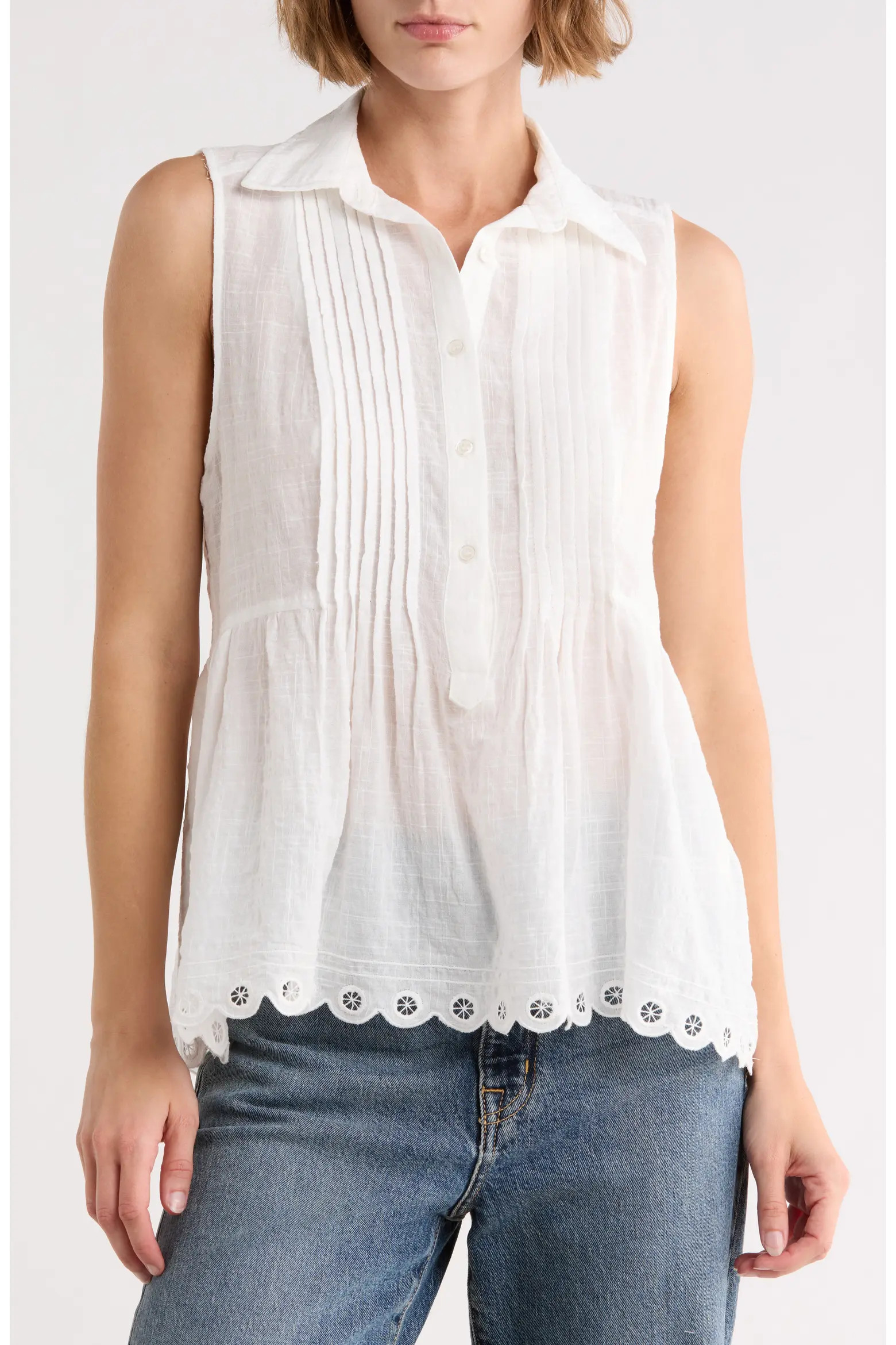 Sleeveless Button Front Eyelet Top (Women) | Nordstromrack | Nordstrom Rack