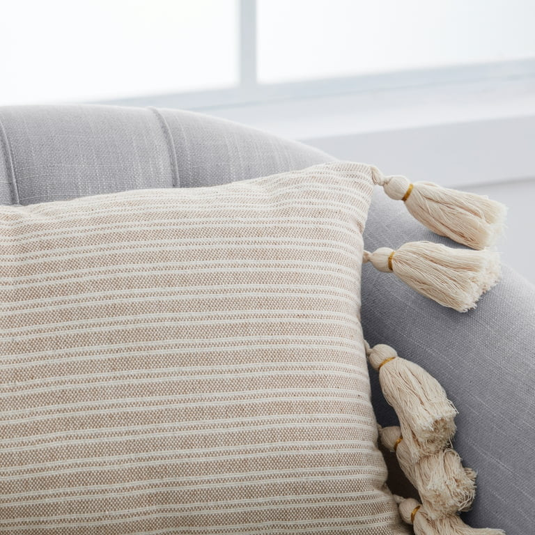 My Texas House Barret Tassel Oblong Decorative Pillow, 12" x 26", Tan/White | Walmart (US)