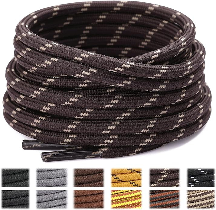 Stepace Round Shoelaces [2 Pairs] Heavy Duty Boot Shoe Laces for Hiking Work Boots | Amazon (US)