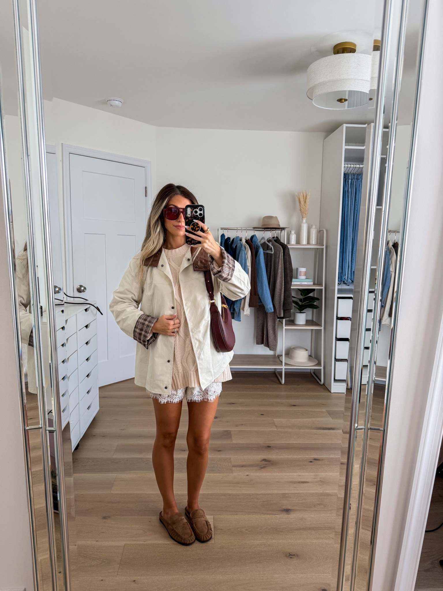 Cozy chic amazon fall outfit 
+ jacket: small
+ Cableknit sweater: small
+ lace shorts: small
+ brown mules: true to size 

Amazon fashion
Amazon outfit 
Amazon sweater
Amazon prime day

#LTKootd #LTKSeasonal #LTKPetite