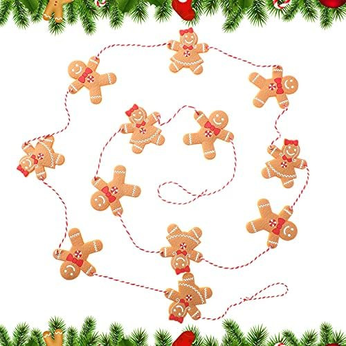 4 Pieces Gingerbread Man Christmas Garlands Christmas Gingerbread Banners Decorative Hanging Garland | Amazon (US)