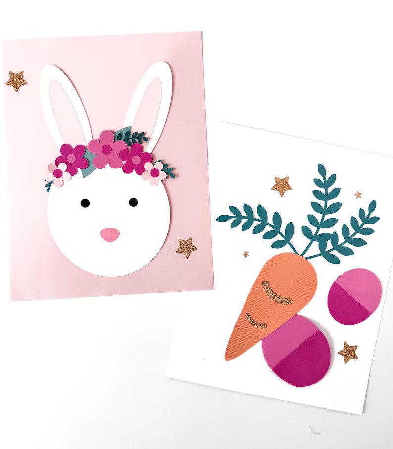 Duo Flower Crown Bunny + Carrot Non-paint Craft Kit for Kids - Etsy | Etsy (US)