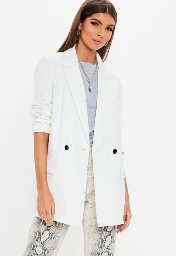 Missguided - White Long Oversized Blazer | Missguided (US & CA)
