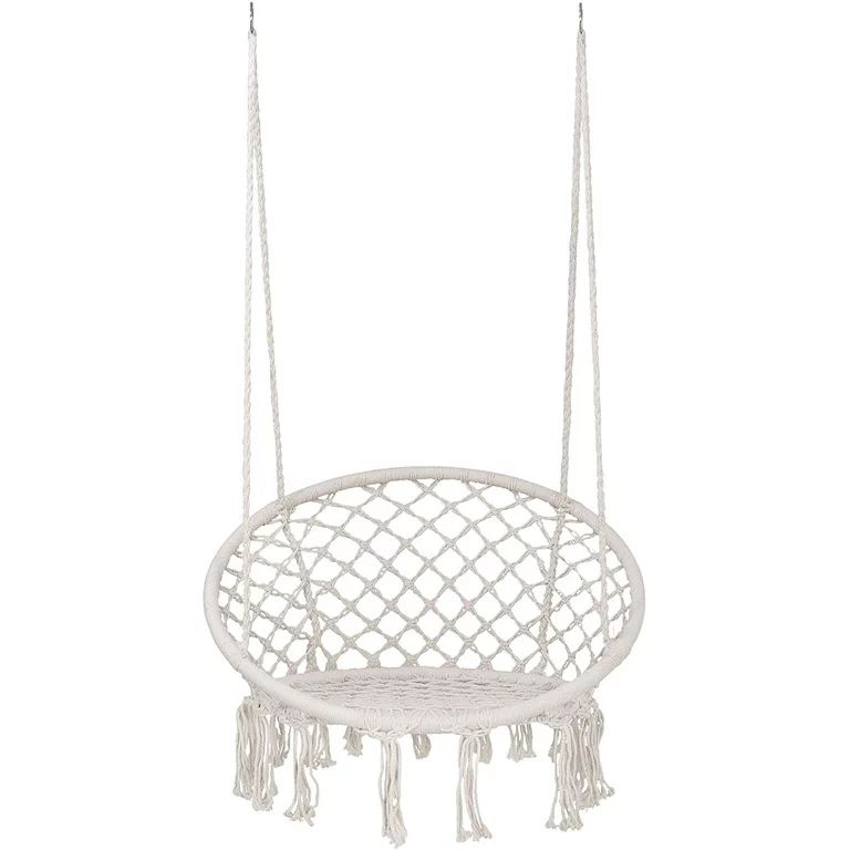 ZENSTYLE Beige Hanging Cotton Rope Macrame Hammock Chair Swing Outdoor Home Garden 300lbs - Walma... | Walmart (US)