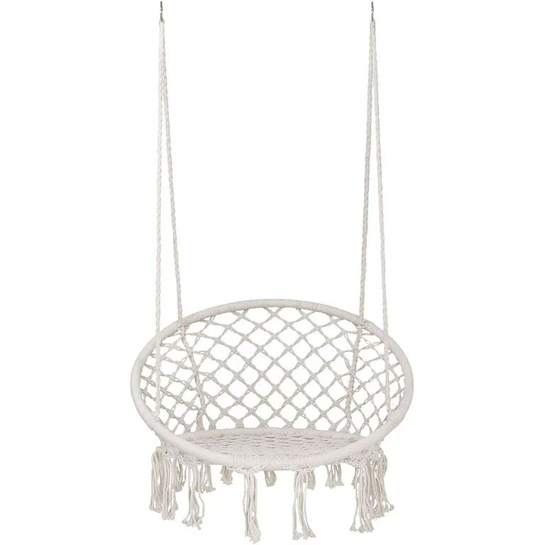 ZENSTYLE Beige Hanging Cotton Rope Macrame Hammock Chair Swing Outdoor Home Garden 300lbs - Walma... | Walmart (US)