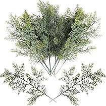 Qfeley 24 Pack Artificial Cedar Sprigs Picks Cedar Twig Stems Faux Cedar Greenery Spray Branches Ced | Amazon (US)