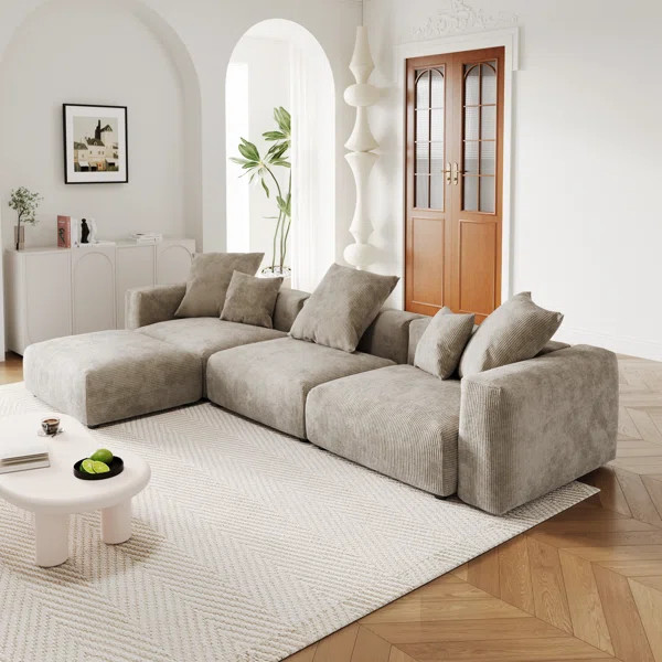 Raghnaid 4 - Piece Corduroy Sectional | Wayfair North America