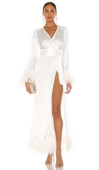 Bronx and Banco Feather Long Robe in White. - size L (also in S, XS) | Revolve Clothing (Global)