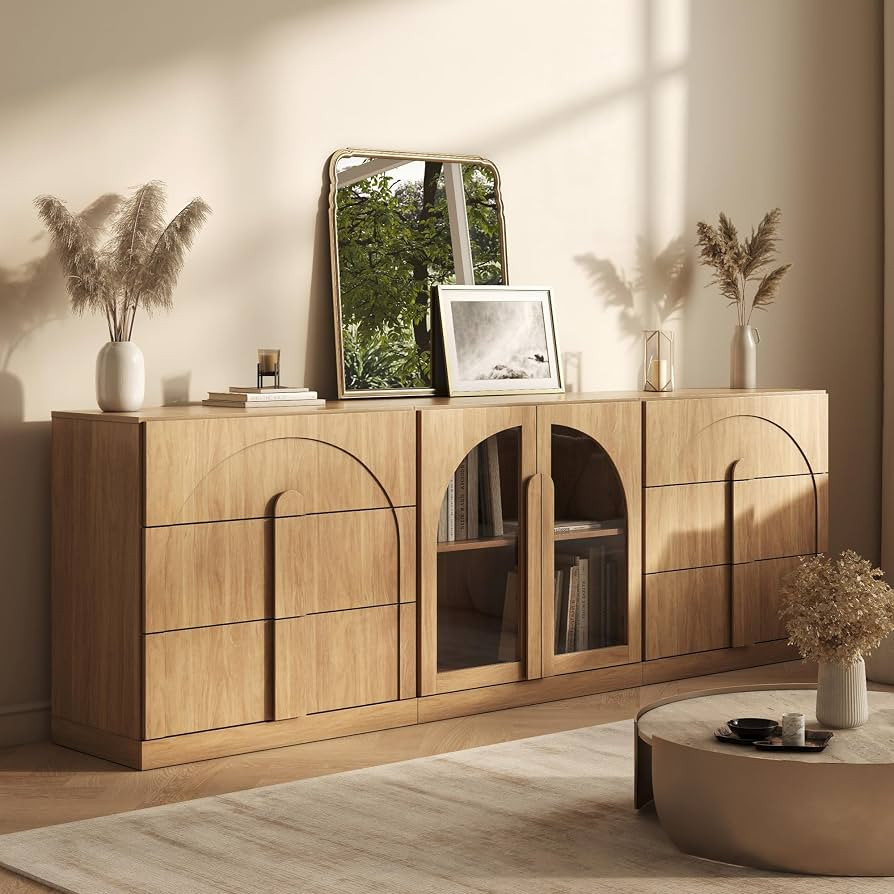 BELLEZE Bijou 3-Piece Modular Sideboard Buffet Cabinet - Camel | Amazon (US)
