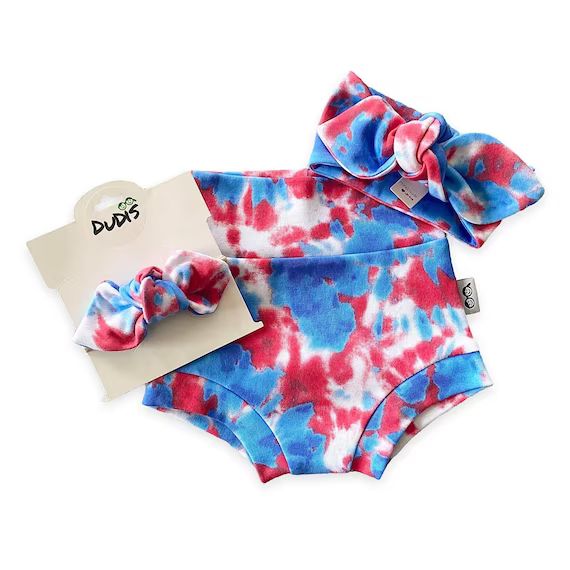 Patriotic Red and Blue Tie Dye Bummies and Tiny Knot/top Knot | Etsy | Etsy (US)