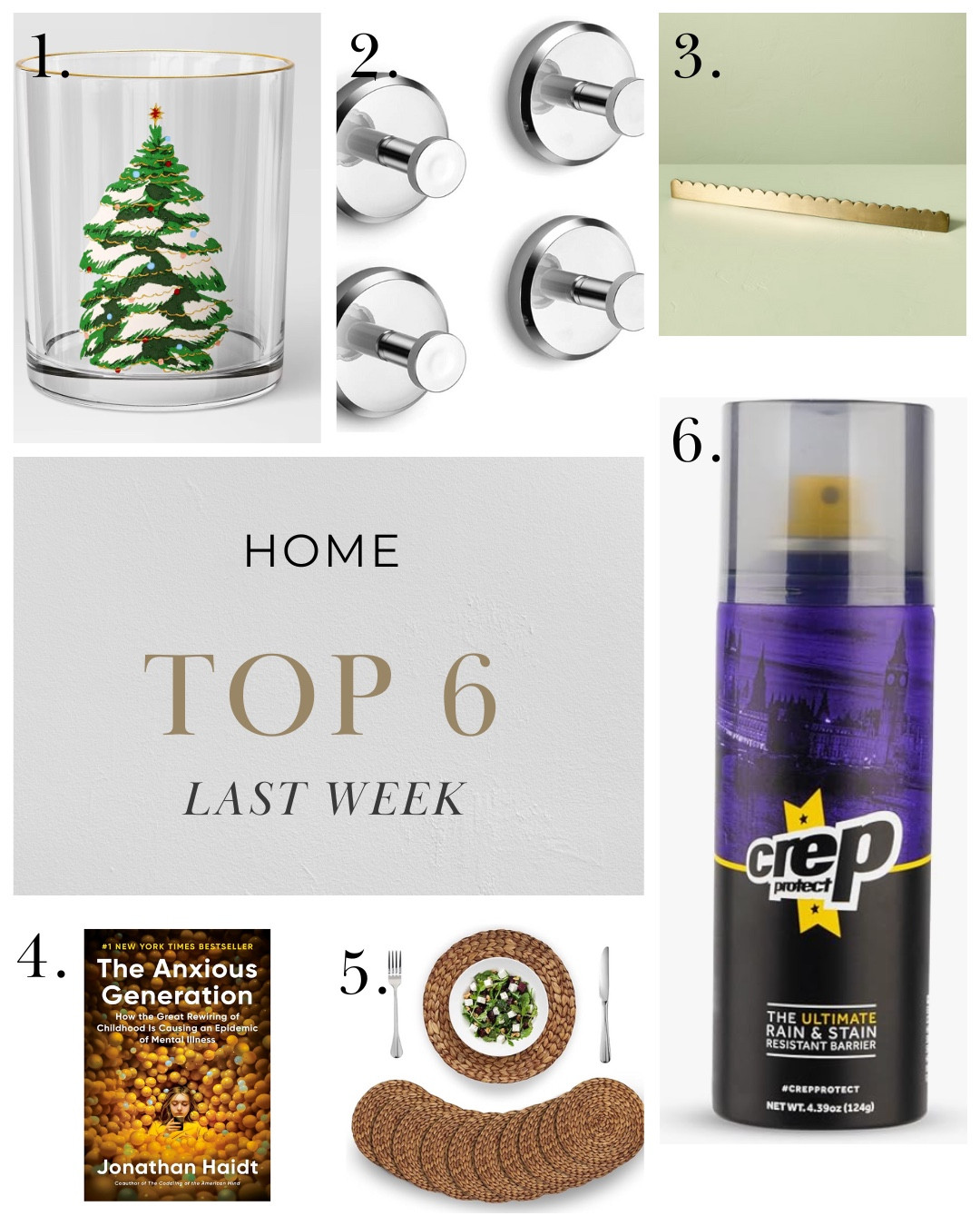 Home finds we love and ones that you loved too!  The three dollar holiday glasses from target, the no damage suction cup shower hooks, a holiday card holder, the book everyone’s talking about, every day placements, and the best shoe protector.

#BestSellers #Home #HolidayCardHolder #HolidayDecor #BathroomEssentials

#LTKHome #LTKSeasonal #LTKHoliday