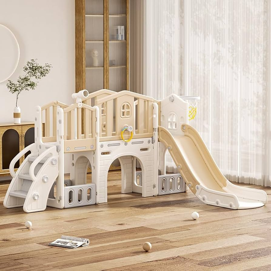 KORIMEFA 8 in 1 Toddler Slide Set, Kids Slide for Toddlers Age 1-3, Toddler Climber PlaySet with ... | Amazon (US)