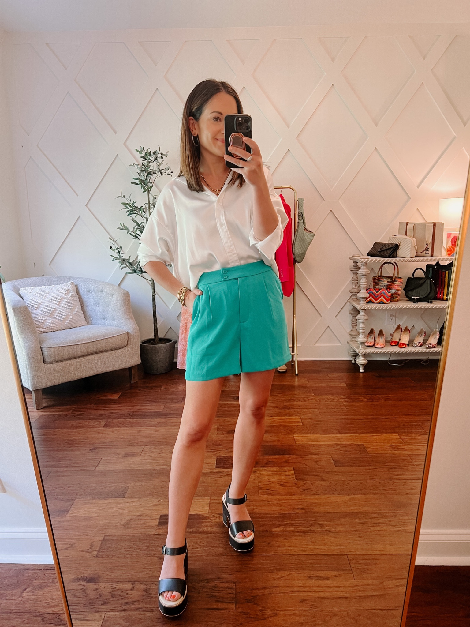 Oversized buttondown and high waisted shorts - spring outfit idea - summer outfit idea - work outfit 

#LTKunder100 #LTKFind #LTKworkwear