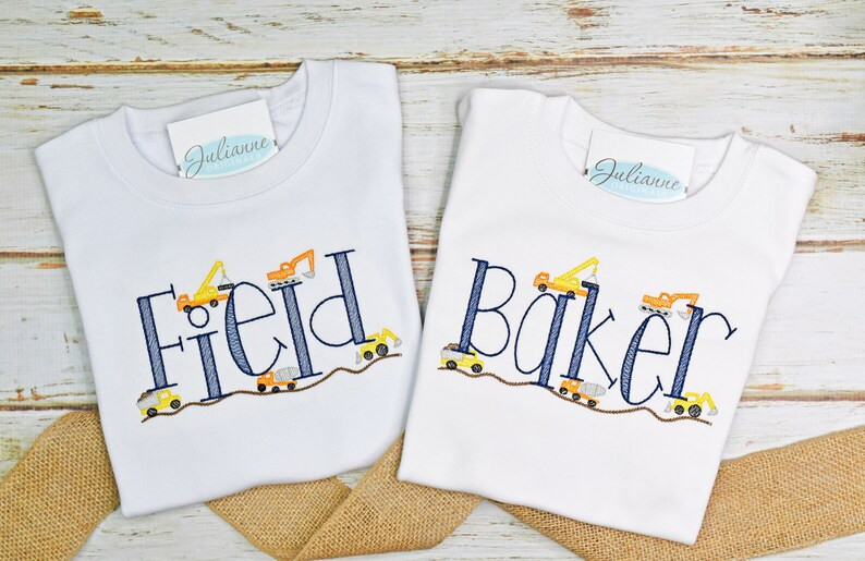 Construction Trucks Boys Monogram Tee Personalized Tee - Etsy | Etsy (US)