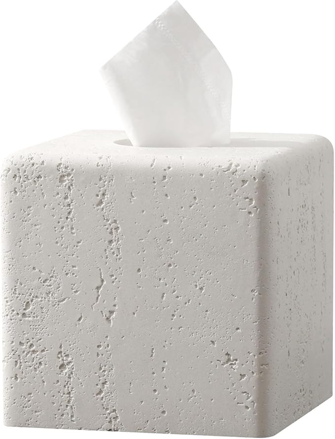 Tissue Box Cover Square, Resin Facial Tissue Holder Covers Toilet Paper Holder Decorative Travert... | Amazon (US)