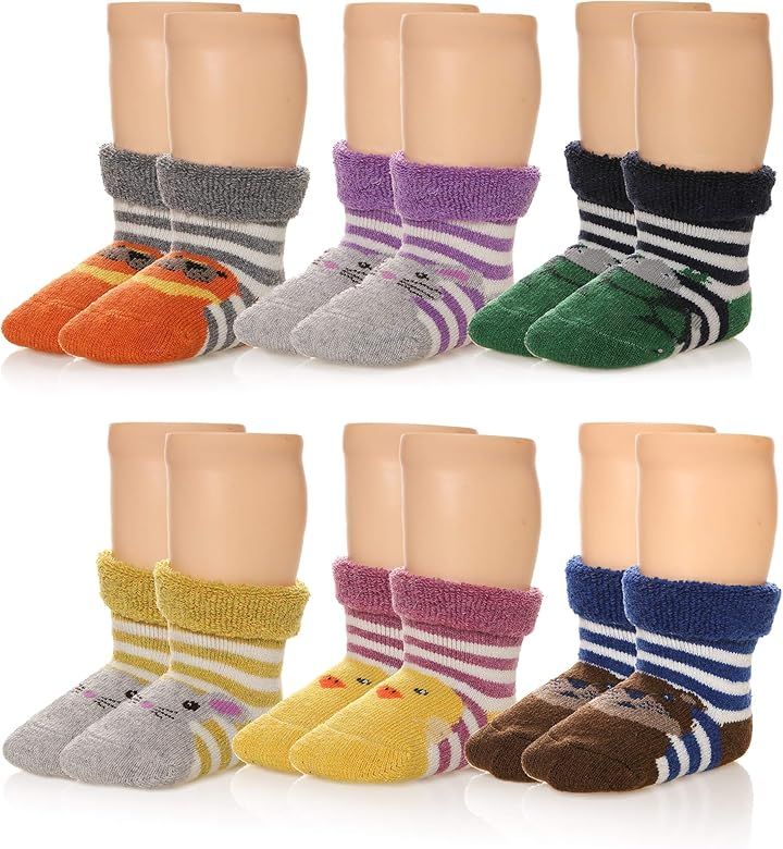 Eocom 6 Pairs Children's Winter Thick Warm Wool Socks Soft Kids Toddler Baby Girls Boy Thermal Crew  | Amazon (US)