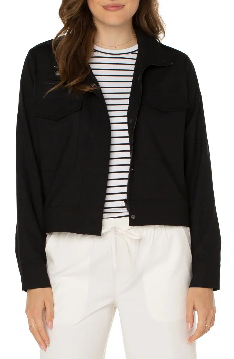 Crop Stretch Sateen Utility Jacket | Nordstrom