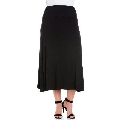 24seven Comfort Apparel Women's Elastic Waist Maxi Skirt | Target