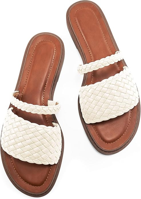 Slides for Women Comfort Sandals: Summer Dressy Beach Braided Sandal - Ladies Casual Walking Shoe... | Amazon (US)