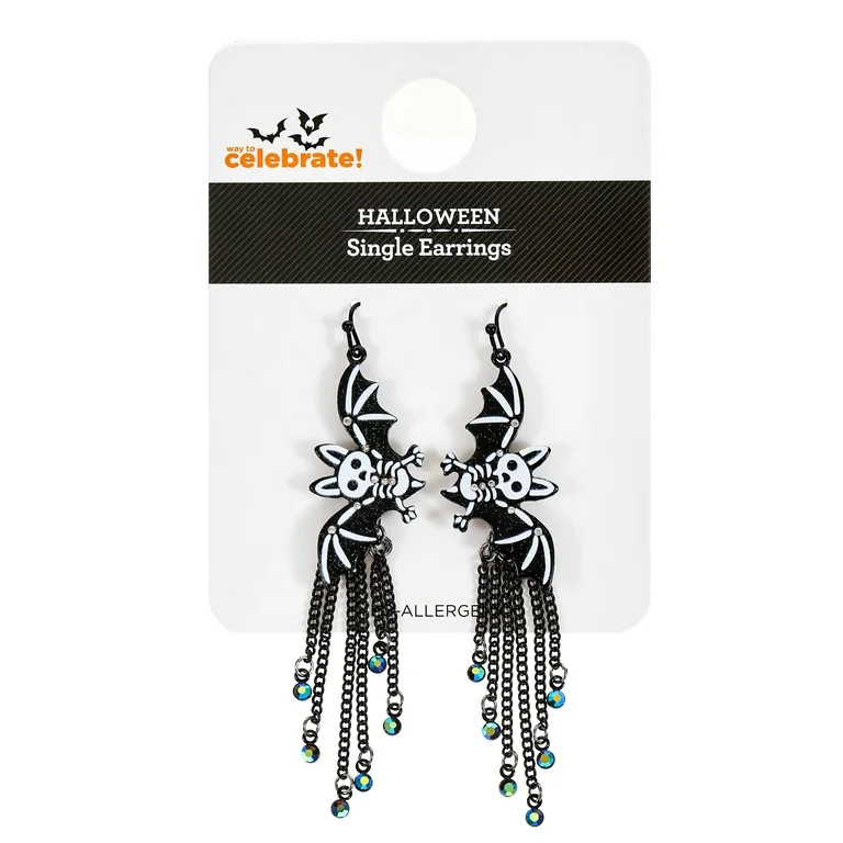 Way to Celebrate Halloween Dangling Bats Fishhook Earring, 1 Pair, Female - Walmart.com | Walmart (US)