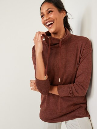 Cowl-Neck Mélange Tunic Sweater for Women | Old Navy (US)