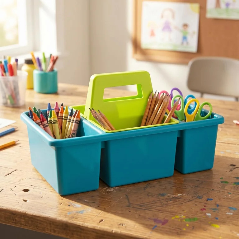 Pen+Gear Plastic 2-in-1 Supply Caddy Desk Organizer, Green and Teal | Walmart (US)