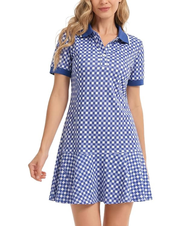 YEXPINE Polo Dress for Women Short Sleeve Ruffle Hem Golf Tennis Summer Mini Dresses | Amazon (US)