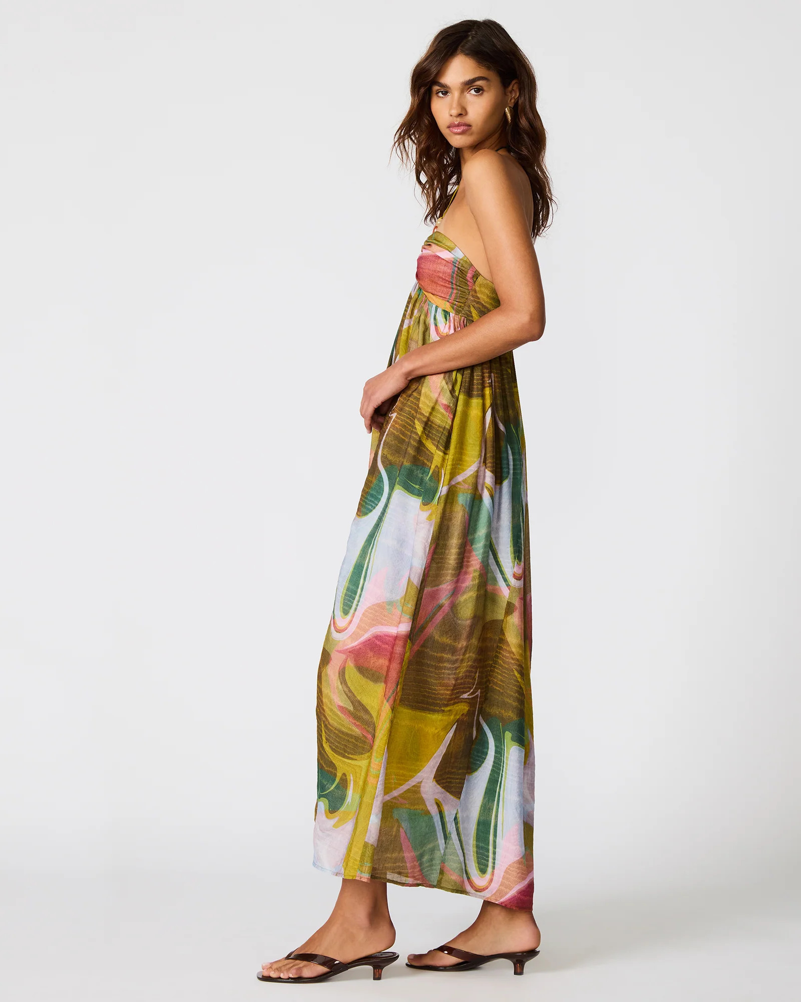 YAZMINA Marble Halter Beads Flowy Women's Maxi Dress | Steve Madden (US)