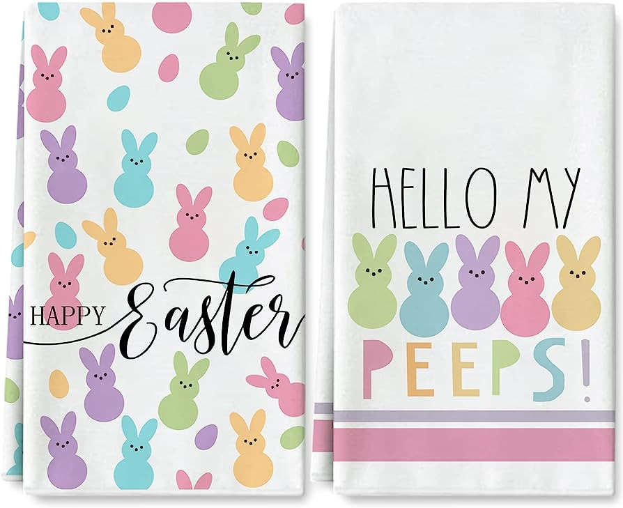 AnyDesign Easter Kitchen Towel Easter Cartoon Rabbit Bunny Dish Towel 18 x 28 Inch Hand Drying Te... | Amazon (US)