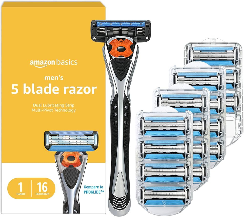 Amazon Basics 5-Blade MotionSphere Razor for Men with Dual Lubrication and Precision Trimmer, Han... | Amazon (US)