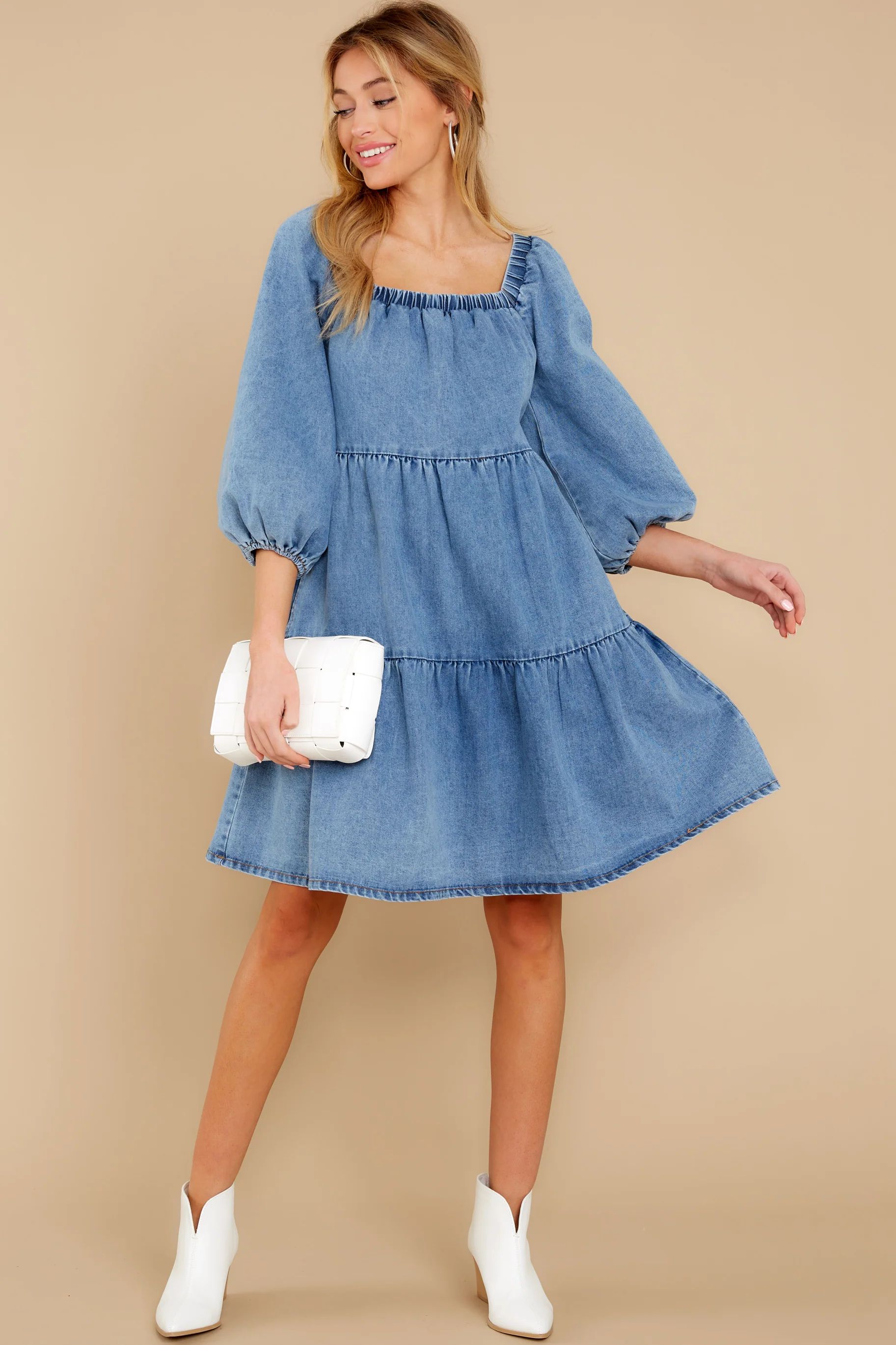Obvious Attraction Denim Dress Blue | Red Dress 