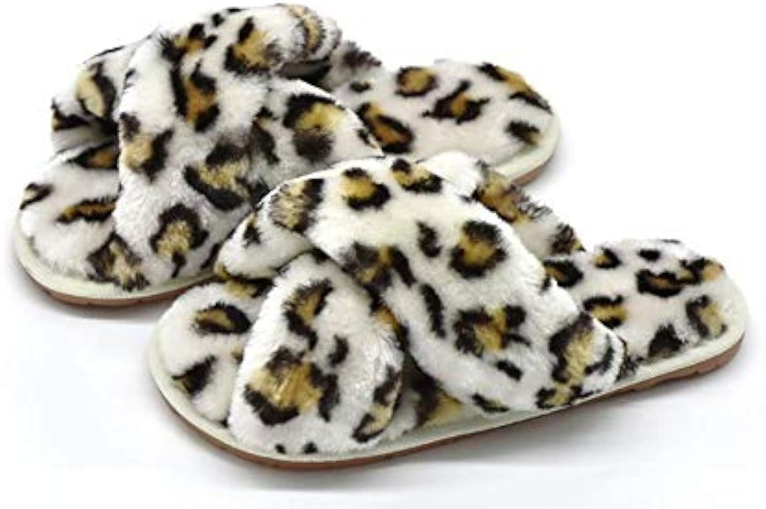 Women's Fuzzy Fluffy Furry Fur Slippers Flip Flop Open Toe Cozy House Memory Foam Sandals Slides Sof | Amazon (US)