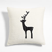 Reindeer Kilim 20"x20" Ink Black and Arctic Ivory Throw Pillow with Down-Alternative Insert | Cra... | Crate & Barrel