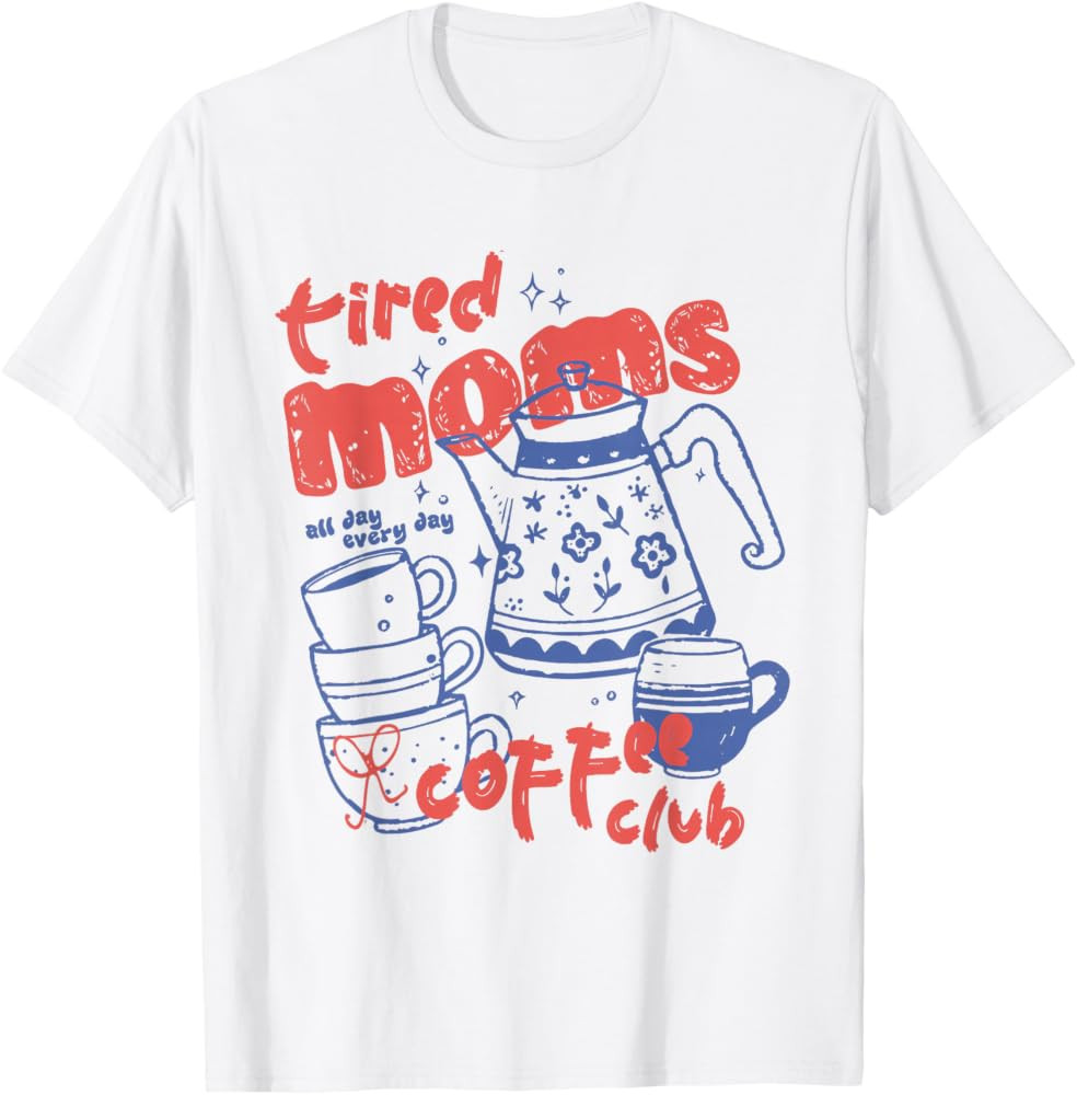 Vintage Funny Tired Mom Coffee Club Sarcastic Mother Graphic T-Shirt | Amazon (US)