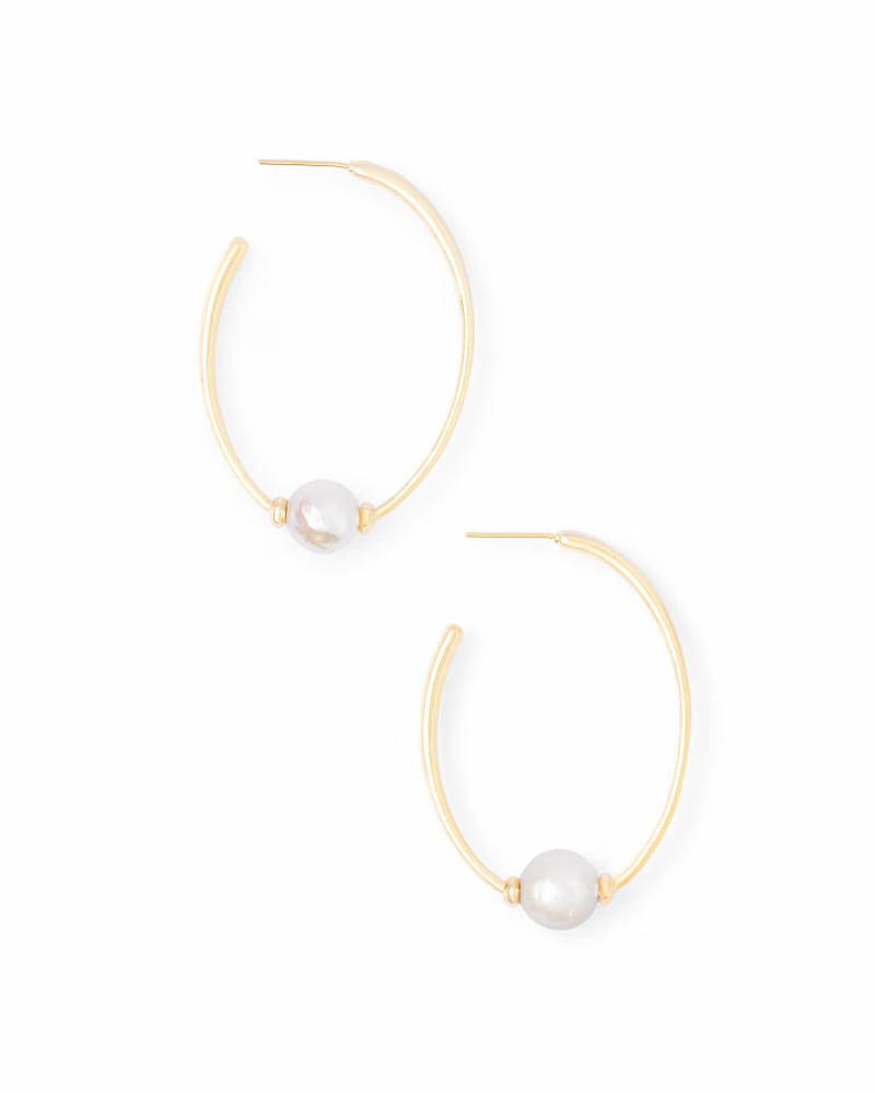 Regina Gold Hoop Earrings in Pearl | Kendra Scott