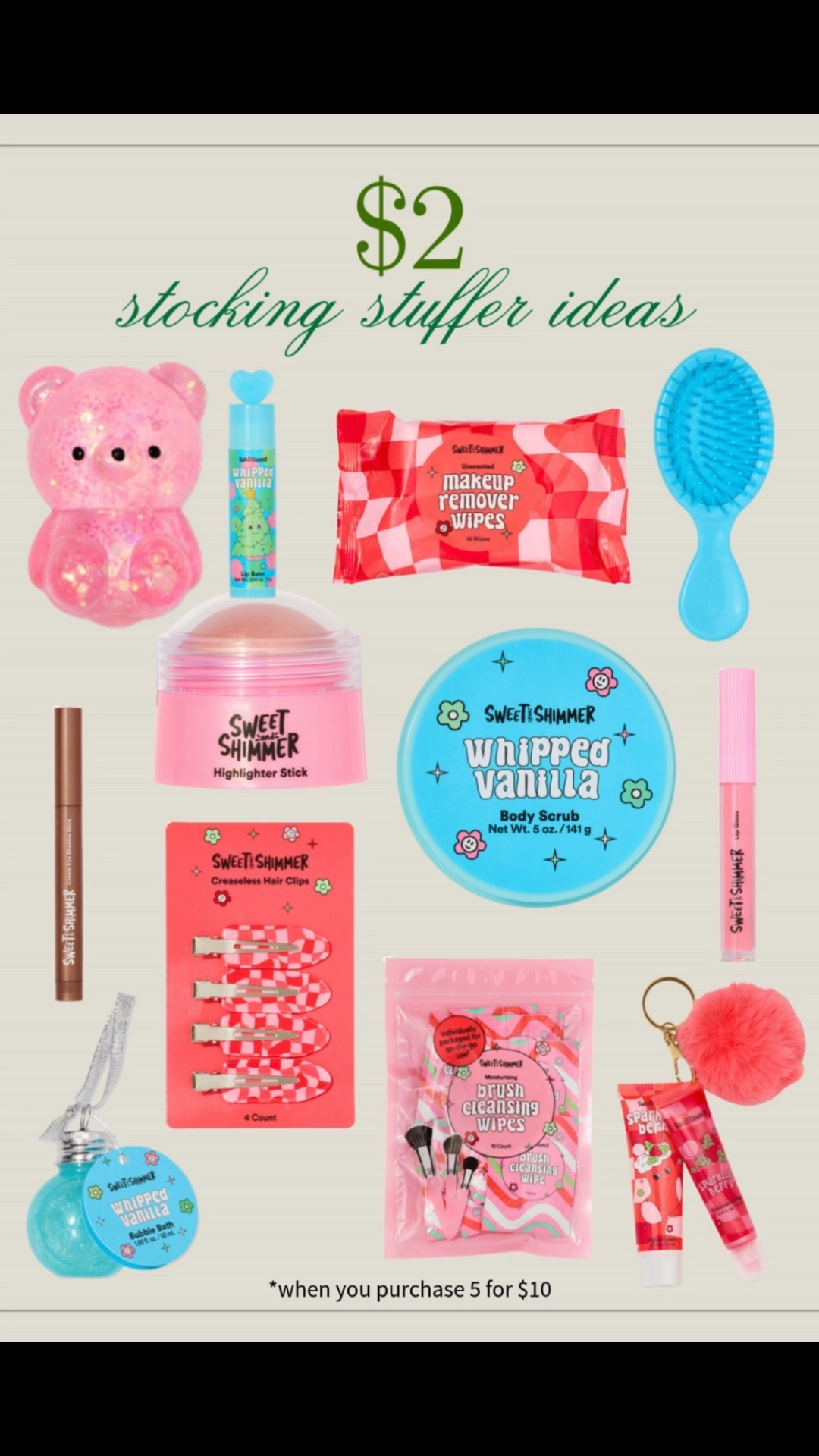 Make gifting fun and affordable! These 5-for-$10 stocking stuffer steals, from lip gloss to claw clips and other beauty finds, these are are too good to miss. Affordable stocking stuffers, holiday beauty gifts, budget friendly gifts, last minute gift ideas

#LTKGiftGuide #LTKBeauty #LTKHoliday