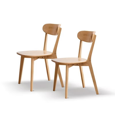 PAGED Solid Oak Wood Dining Chairs Set of 2, Modern Living Room Chair with Rounded Edges, Kitchen Chair for Dining Room, Oak | Target