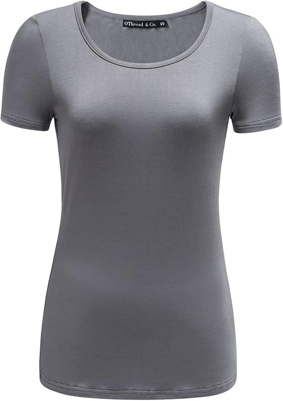 OThread & Co. Women's Short Sleeve T-Shirt Scoop Neck Basic Layer Stretchy Shirts | Amazon (US)