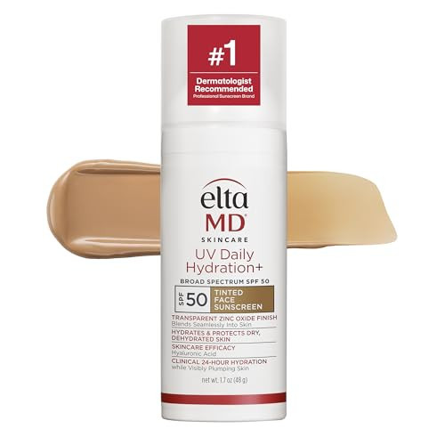 EltaMD UV Daily Hydration+ Tinted Face Sunscreen with Transparent Zinc Oxide and Hyaluronic Acid, Moisturizes and Protects, Great for Dry, Combination, and Normal Skin | Amazon (US)