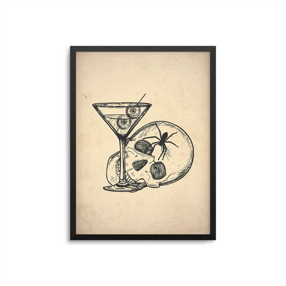 Read the full title
    Vintage Halloween Bar Decor - Skull Eyeball Martini Poster | Etsy (US)
