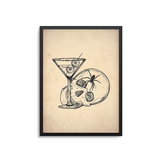 Read the full title
    Vintage Halloween Bar Decor - Skull Eyeball Martini Poster | Etsy (US)