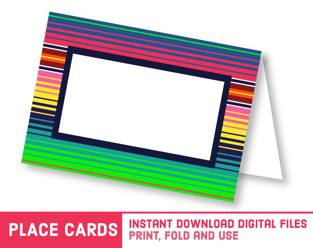 Instant Download Cinco De Mayo Party Place Cards - DIY Mexico Name Cards - Cinco De Mayo Decorati... | Etsy (Global)
