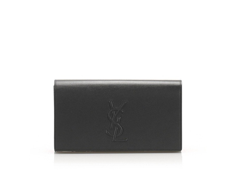 Saint Laurent YSL Belle de Jour Leather Black Large Clutch Bag | JTV Jewelry