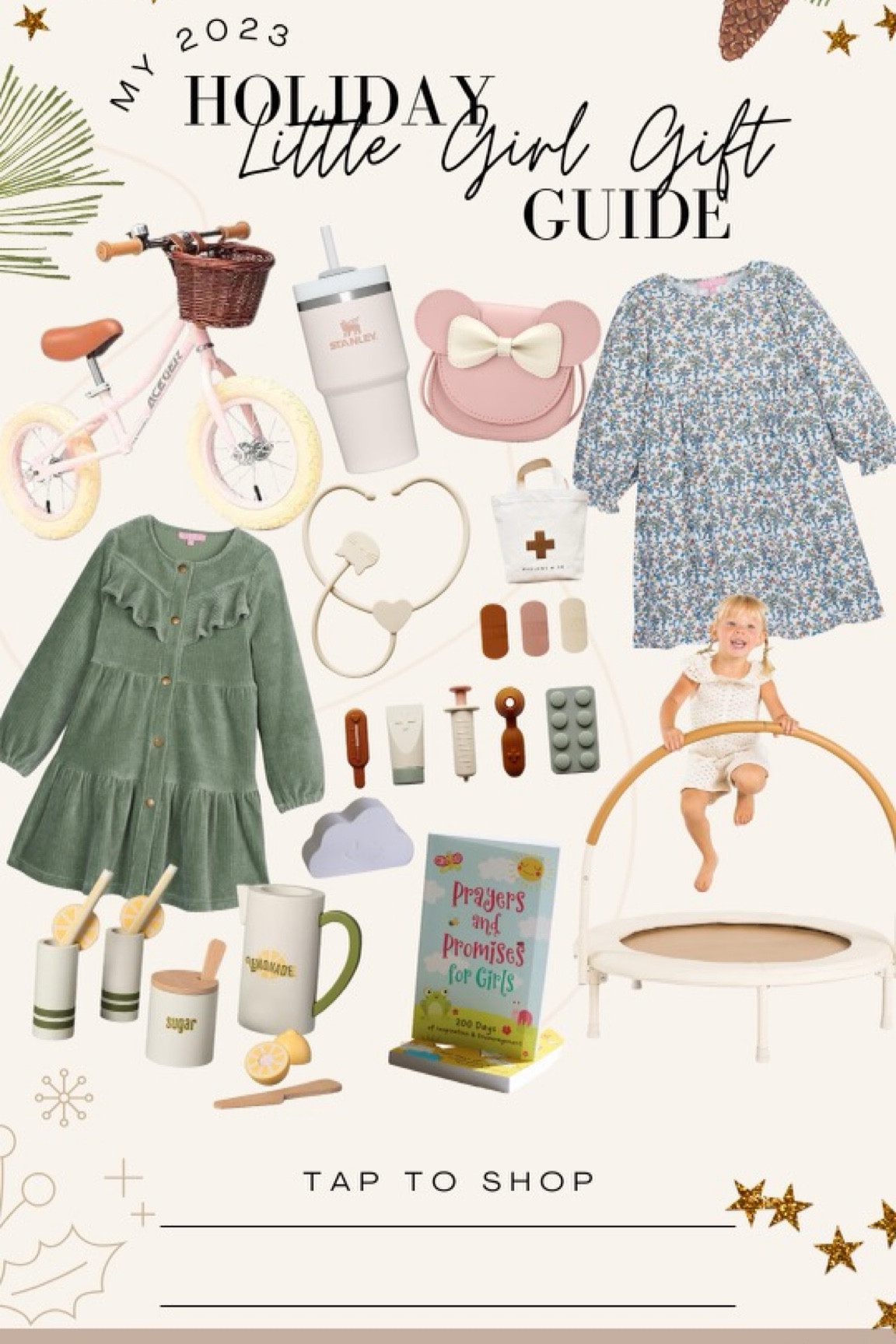 Little girl gift guide / toddler little girl bike / toddler Stanley cup / Minnie Mouse purse / toddler dresses for holidays / little girl wooded play sets / doctor set / wooden lemonade set / little girl trampoline 

#LTKGiftGuide #LTKkids #LTKHoliday