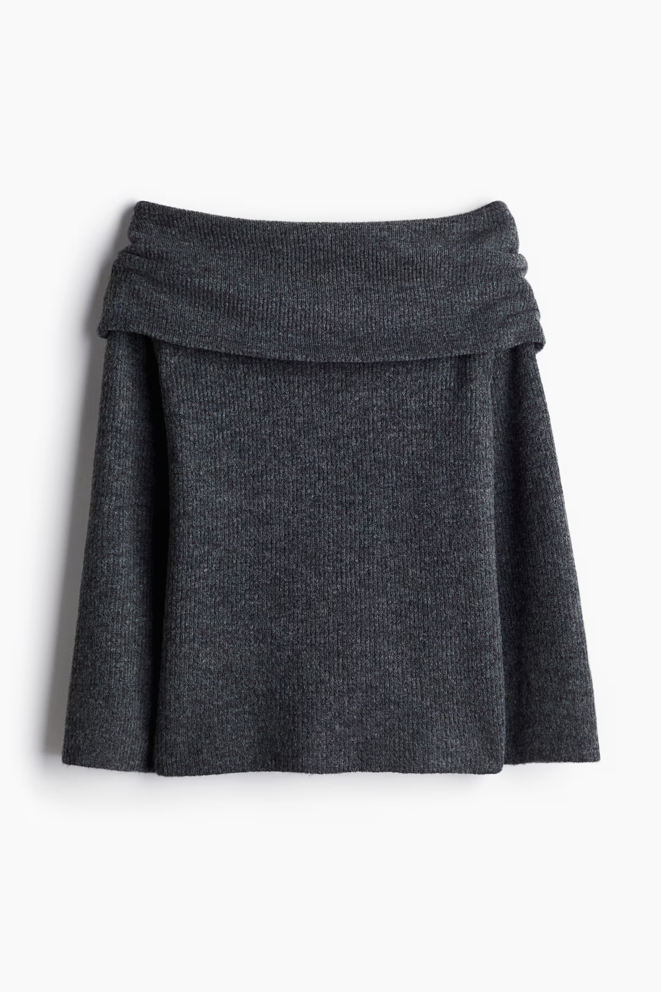 Rib-knit off-the-shoulder jumper - Dark grey marl - Ladies | H&M GB | H&M (UK, MY, IN, SG, PH, TW, HK)