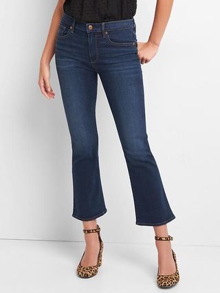 Gap Womens High Rise Crop Flare Jeans (Dark) Dark Indigo Size 24 | Gap US