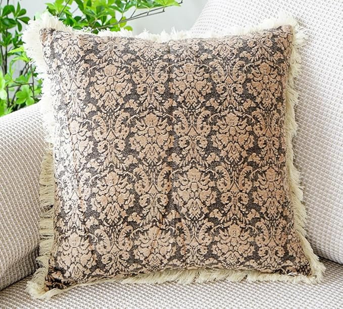 Floral Pillow Covers Farmhouse Throw Pillow Cover Garden Delicate Jacquard Embroidered Cushion Ca... | Amazon (US)